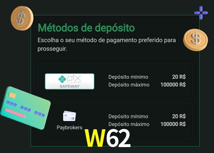 O cassino W62 oferece uma grande variedade de métodos de pagamento